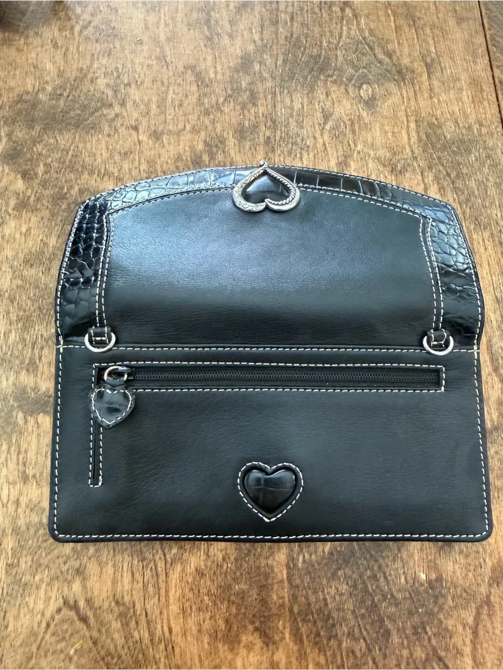 Brighton Black Women's Heart-Accent Wallet Clutch